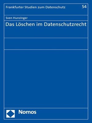 cover image of Das Löschen im Datenschutzrecht